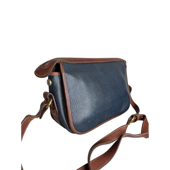 Vintage Coach Brown & Navy Pebbled Leather Crossbody Bag With Zipper Closures & - Picture 3 of 11